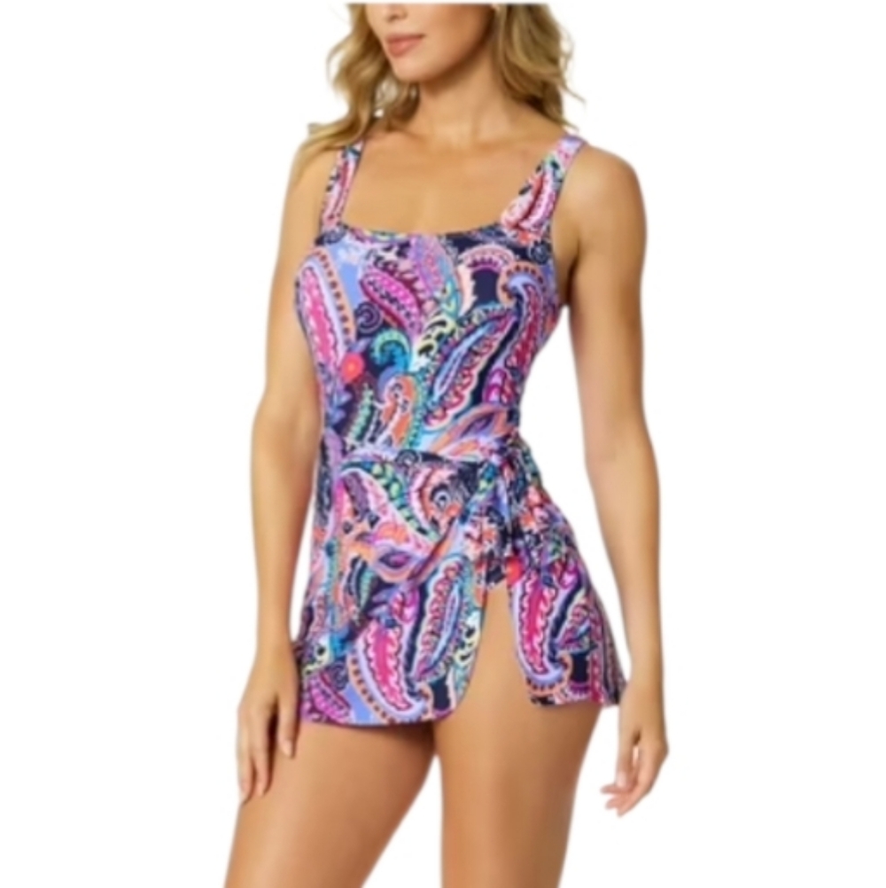 Anne Cole UPF 50+ Wrap Tie Swim Dress